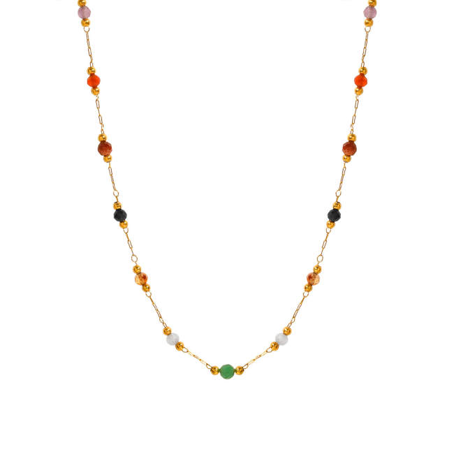 Wholesale Stainless Steel Natural Stone Anklet Necklace