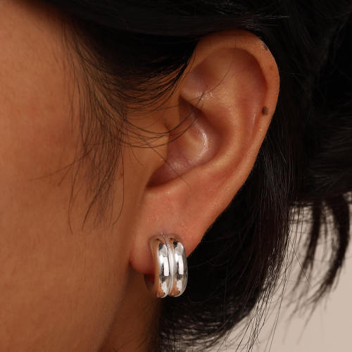 Wholesale Stainless Steel Double Tube Hoop Earrings