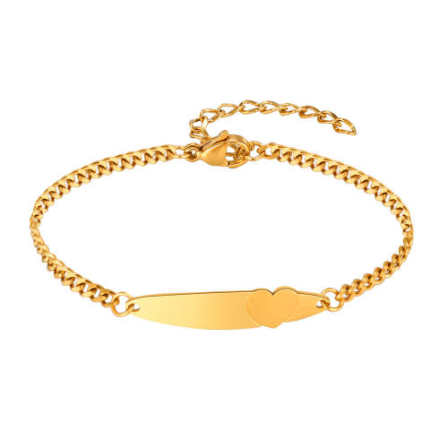 Wholesale Stainless Steel Custom Engraved Heart Tag Bracelet