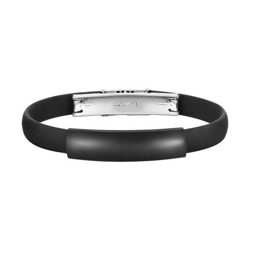 Wholesle Stainless Steel Black Silicone Bracelet