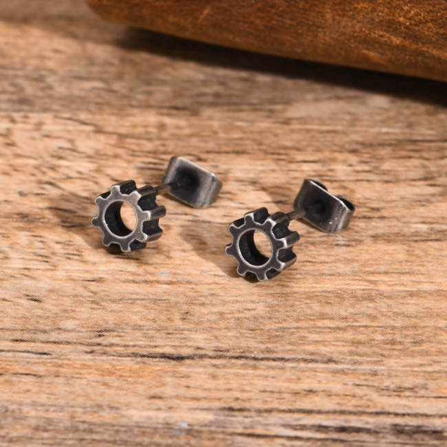 Wholesale Stainless Steel Gear Stud Earrings