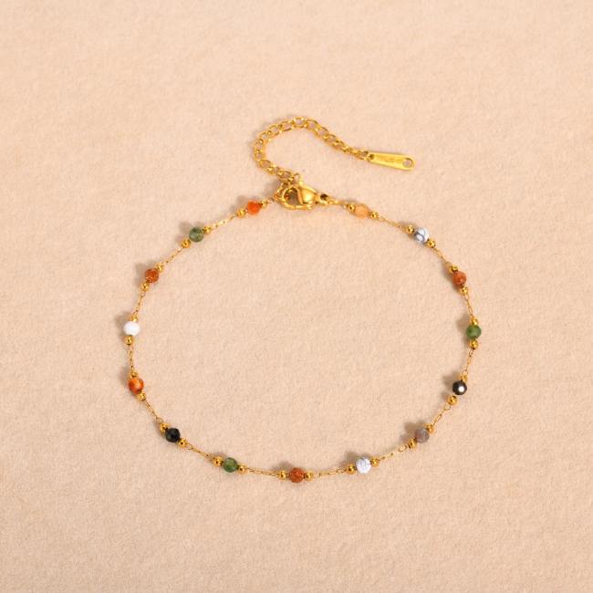 Wholesale Stainless Steel Natural Stone Anklet Necklace