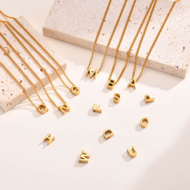 Wholesale Stainless Steel Minimalist Initials Necklace