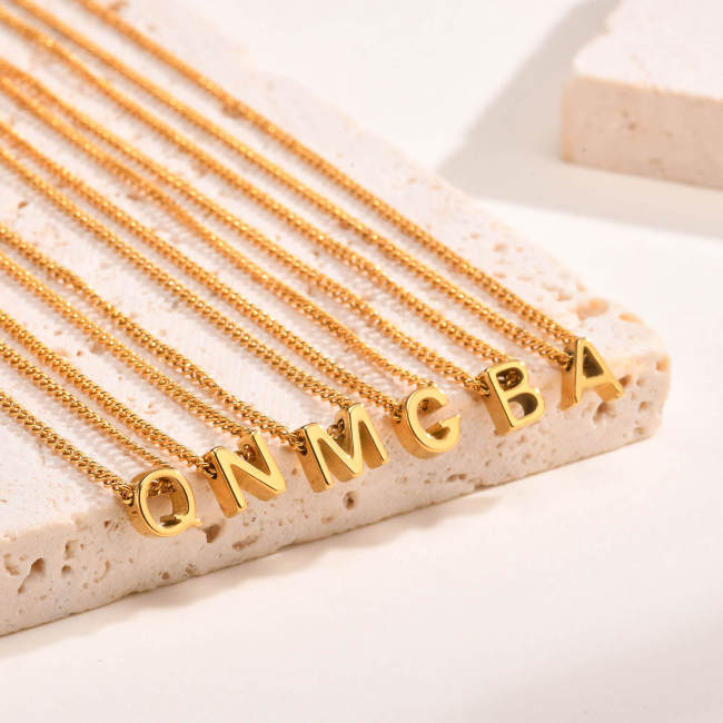 Wholesale Stainless Steel Minimalist Initials Necklace