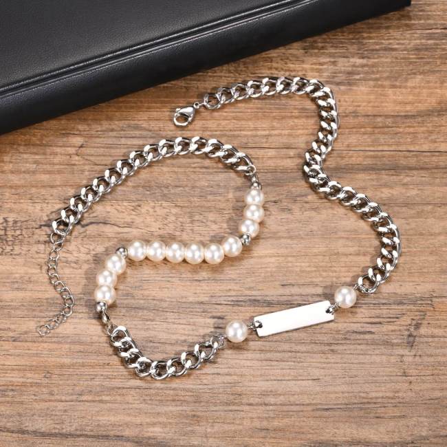 Wholesale Stainless Steel Chain Imitation Pearl Necklace