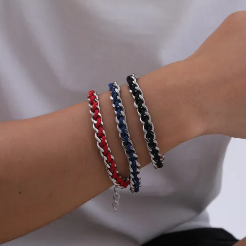 Wholesale Stainless Steel Cuban Chain Braided Bracelet