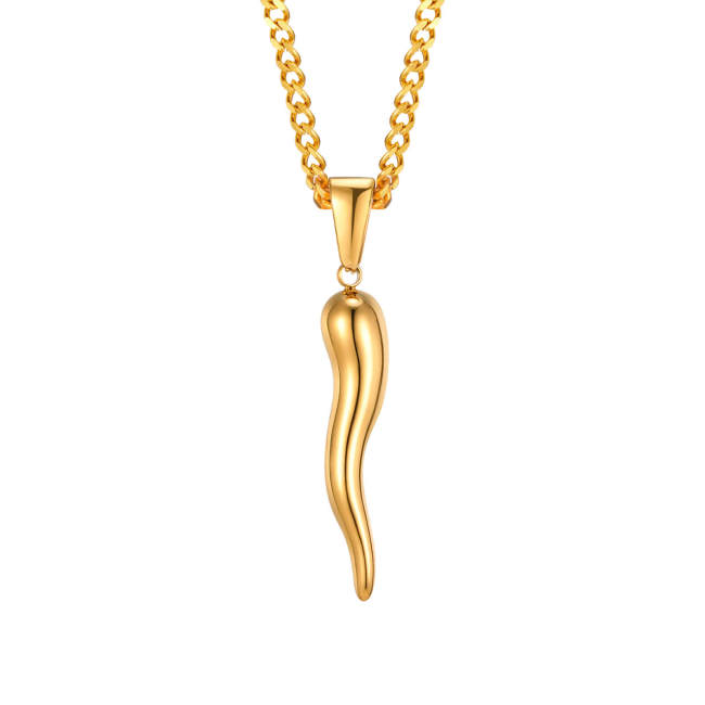 Wholesale Stainless Steel Italian Horn Necklace