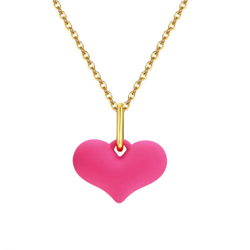 Wholesale Alloy Acrylic Pink Heart Pendant