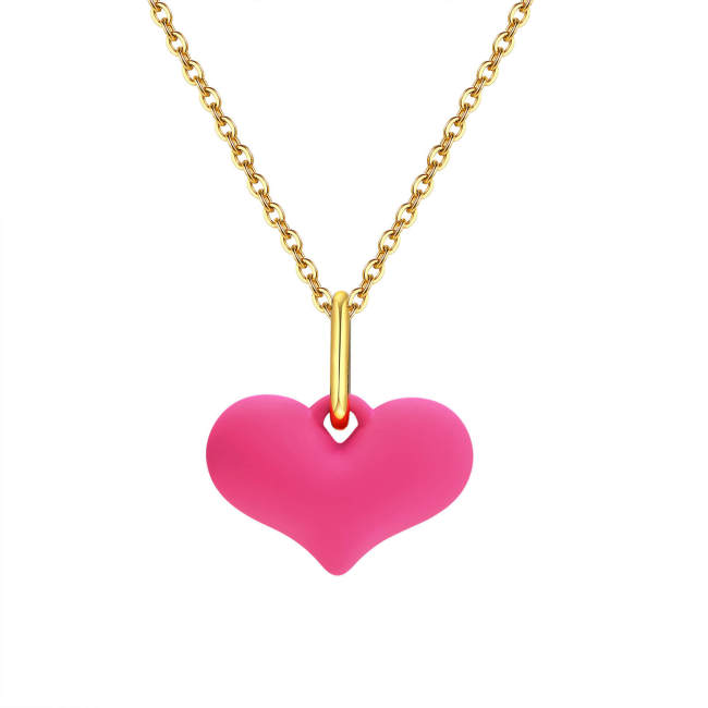 Wholesale Alloy Acrylic Pink Heart Pendant