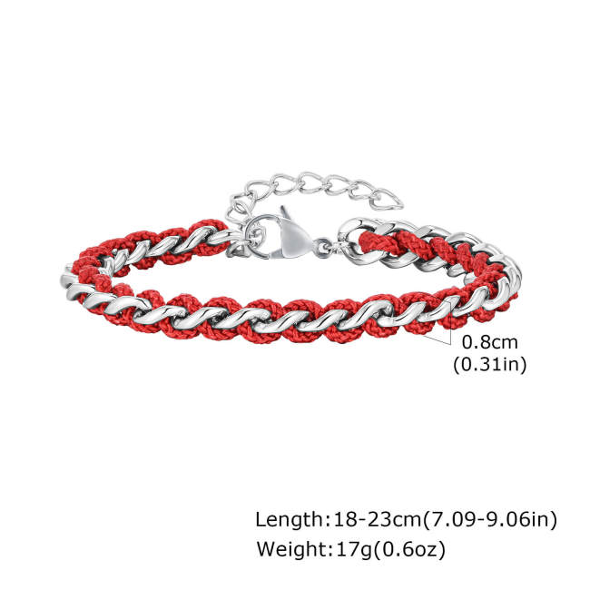 Wholesale Stainless Steel Cuban Chain Braided Bracelet
