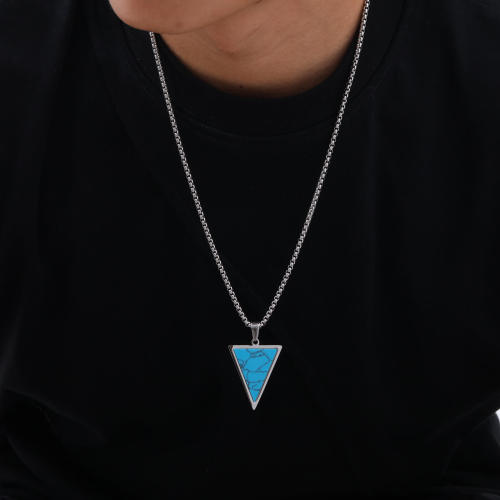 Wholesale Stainless Steel Triangle Turquoise Pendant