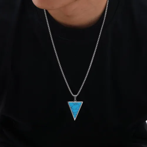 Wholesale Stainless Steel Triangle Turquoise Pendant
