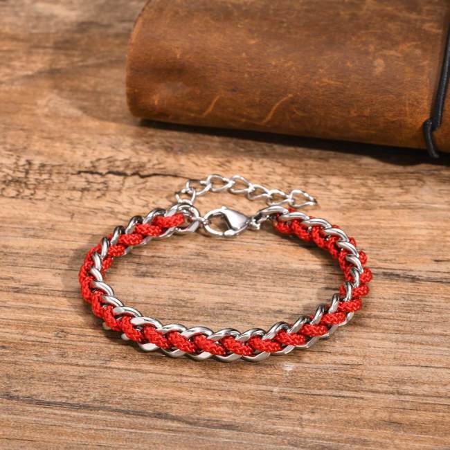 Wholesale Stainless Steel Cuban Chain Braided Bracelet