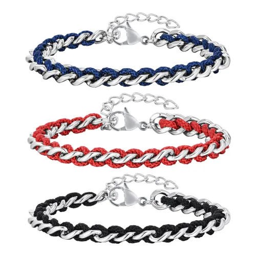 Wholesale Stainless Steel Cuban Chain Braided Bracelet