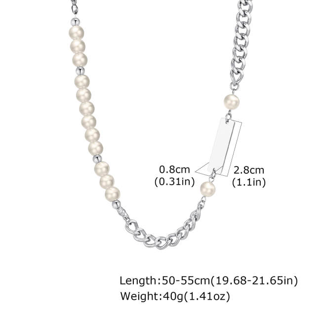 Wholesale Stainless Steel Chain Imitation Pearl Necklace