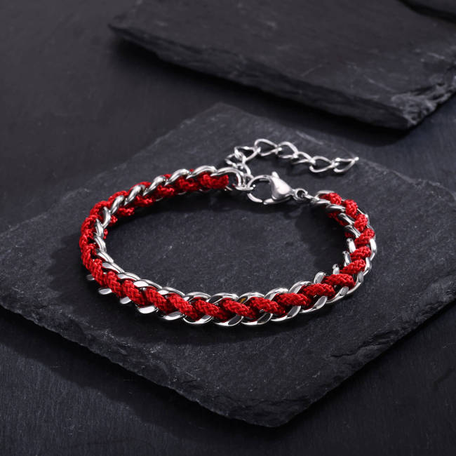 Wholesale Stainless Steel Cuban Chain Braided Bracelet