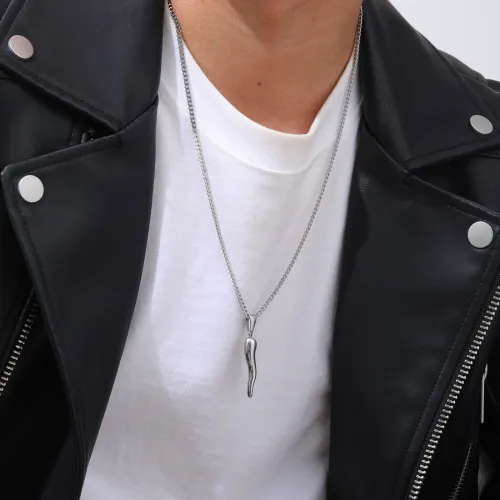 Wholesale Stainless Steel Italian Horn Necklace