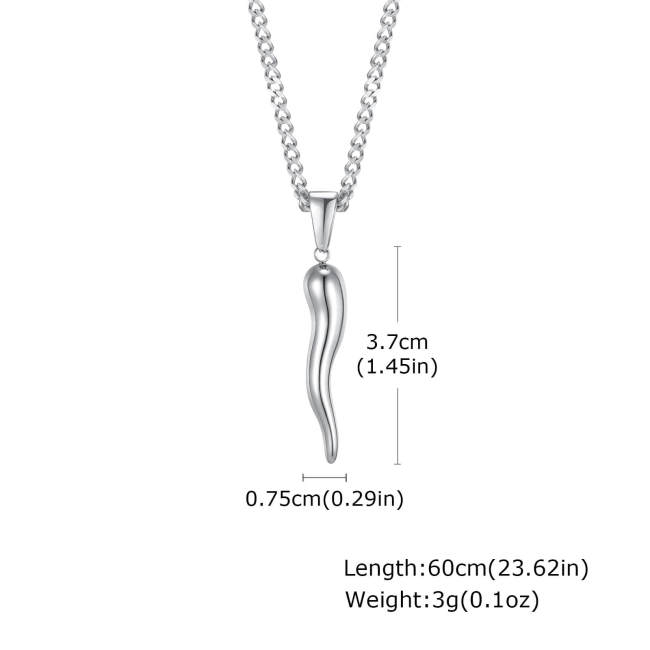 Wholesale Stainless Steel Italian Horn Necklace