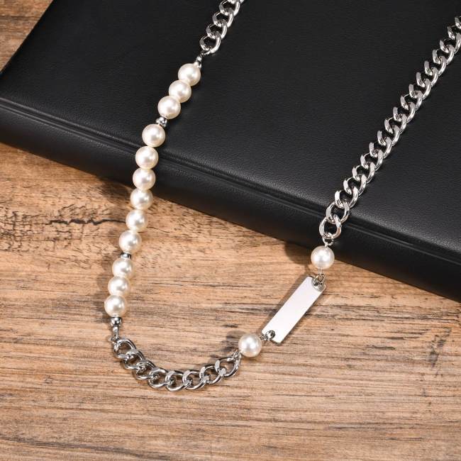 Wholesale Stainless Steel Chain Imitation Pearl Necklace