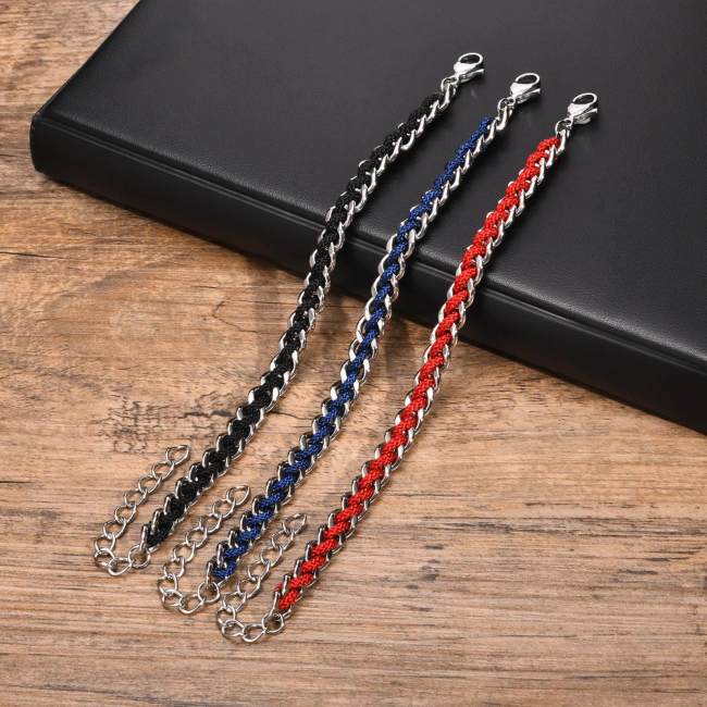 Wholesale Stainless Steel Cuban Chain Braided Bracelet