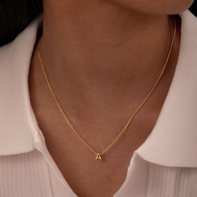 Wholesale Stainless Steel Minimalist Initials Necklace