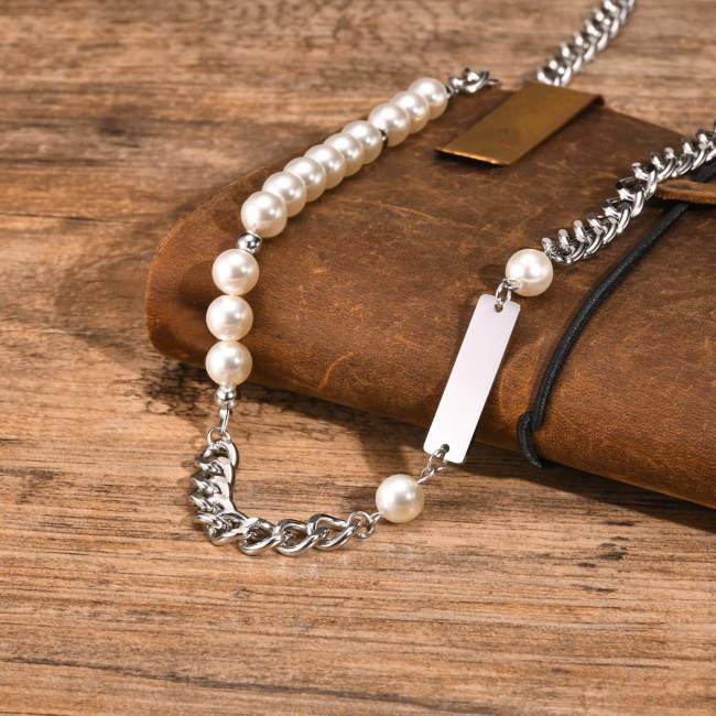 Wholesale Stainless Steel Chain Imitation Pearl Necklace