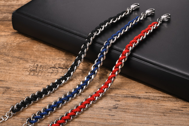 Wholesale Stainless Steel Cuban Chain Braided Bracelet