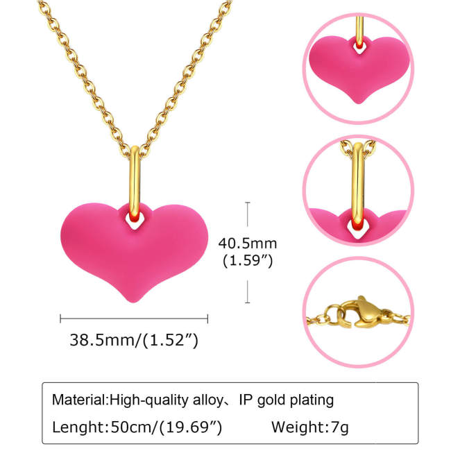 Wholesale Alloy Acrylic Pink Heart Pendant