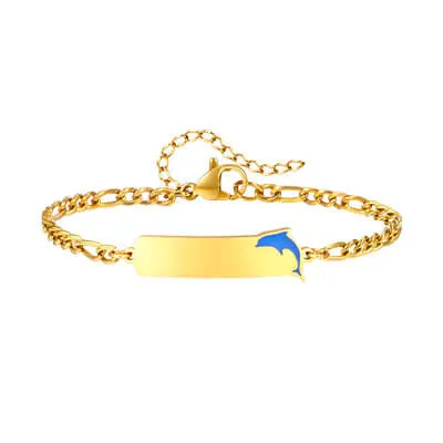 Wholesale Stainless Steel Custom Blue Dolphin Bracelet