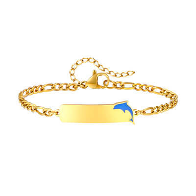Wholesale Stainless Steel Custom Blue Dolphin Bracelet