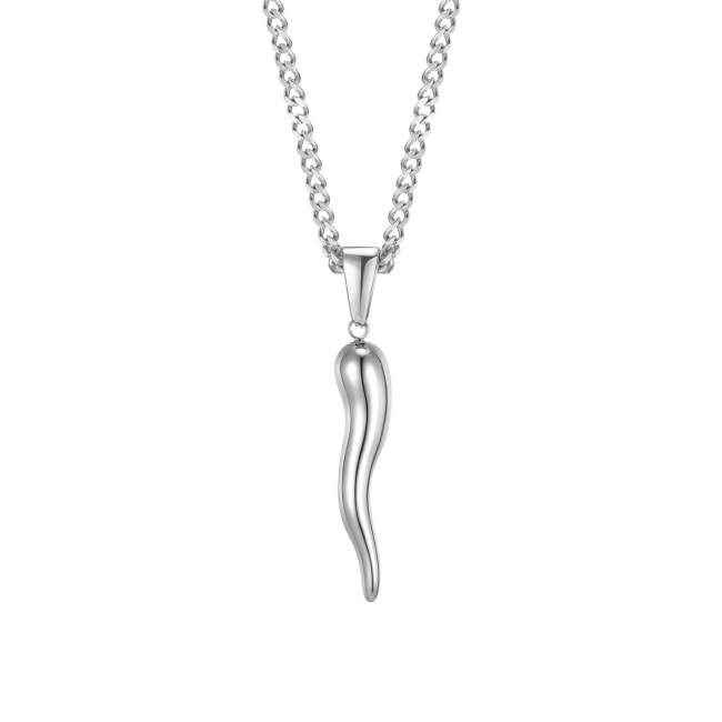 Wholesale Stainless Steel Italian Horn Necklace