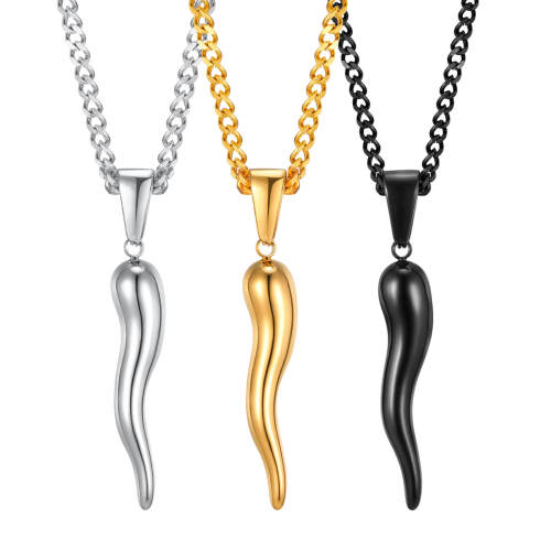 Wholesale Stainless Steel Italian Horn Necklace