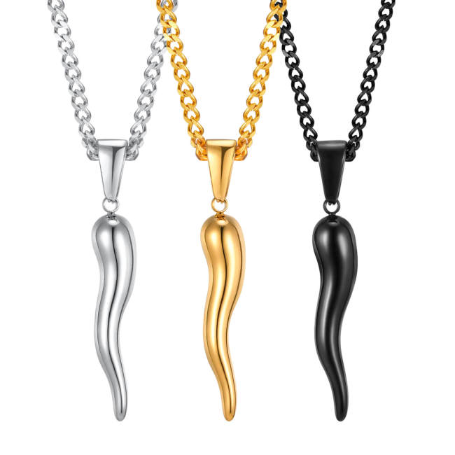 Wholesale Stainless Steel Italian Horn Necklace