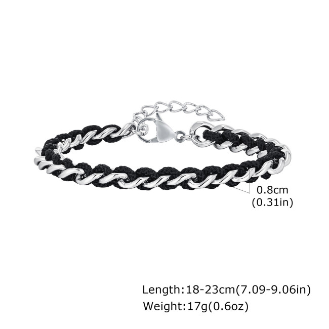 Wholesale Stainless Steel Cuban Chain Braided Bracelet