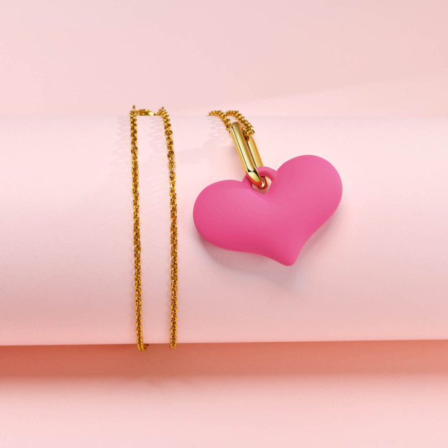 Wholesale Alloy Acrylic Pink Heart Pendant