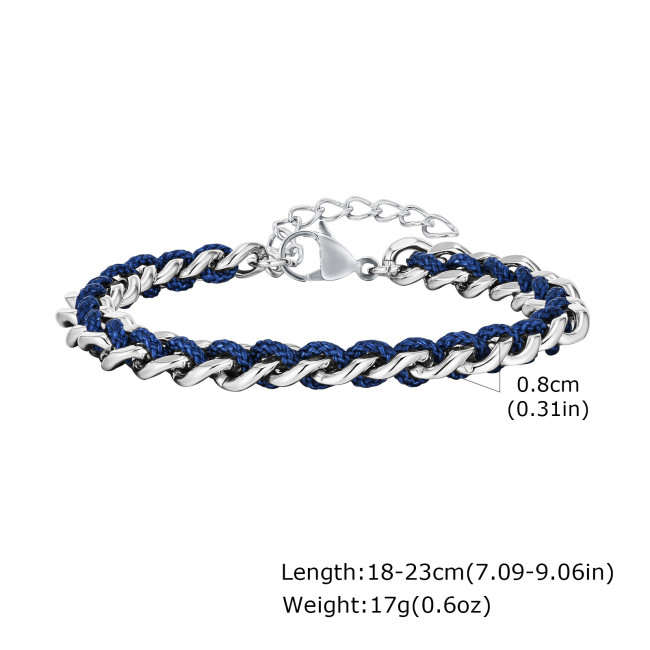Wholesale Stainless Steel Cuban Chain Braided Bracelet
