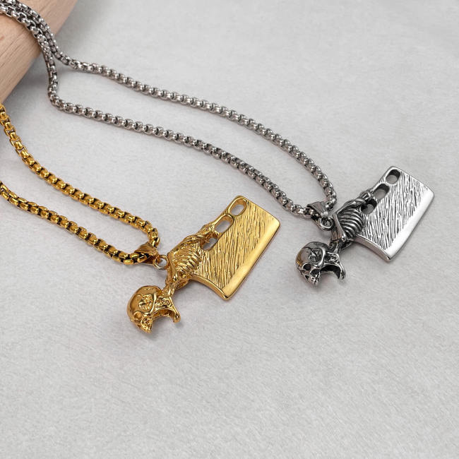Wholesale Stainless Steel Skeleton Cleaver Knife Pendant