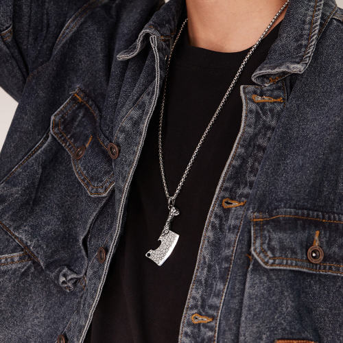 Wholesale Stainless Steel Hip Hop Cleaver Necklace