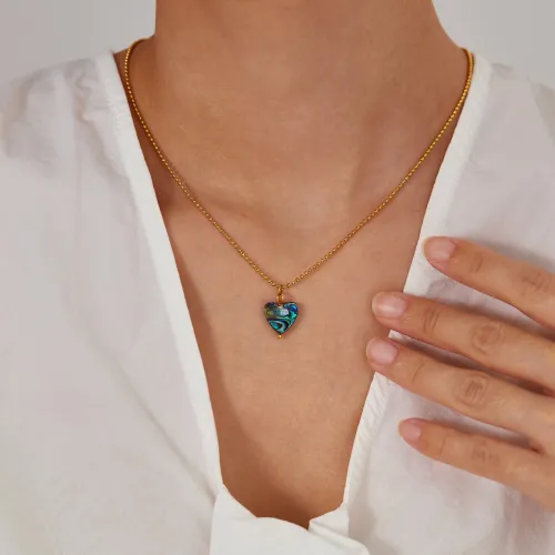 Wholesale Stainless Steel Heart Shell Necklace