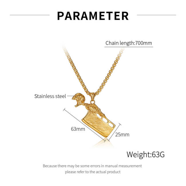 Wholesale Stainless Steel Skeleton Cleaver Knife Pendant
