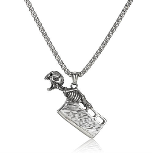 Wholesale Stainless Steel Skeleton Cleaver Knife Pendant