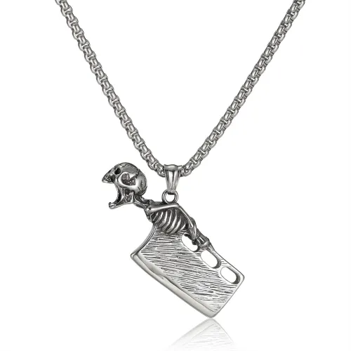 Wholesale Stainless Steel Skeleton Cleaver Knife Pendant