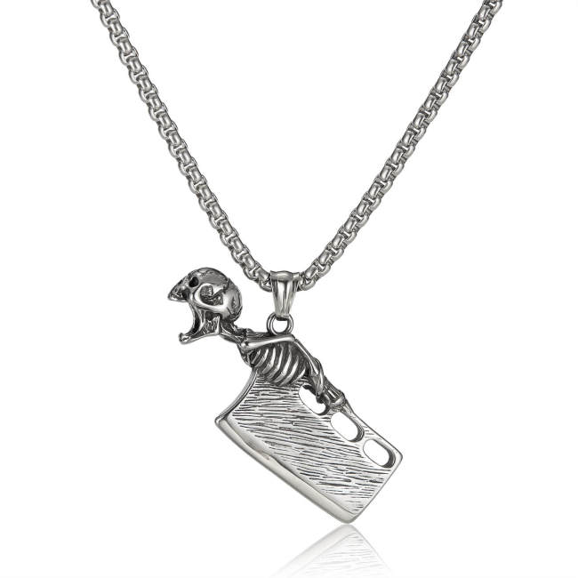 Wholesale Stainless Steel Skeleton Cleaver Knife Pendant