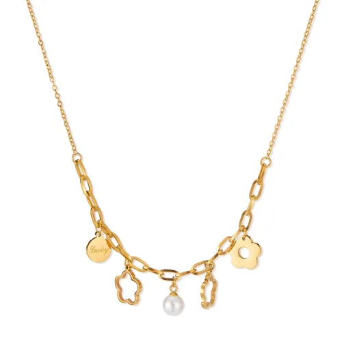Wholesale Stainless Steel Flower Pearl Necklace Set
