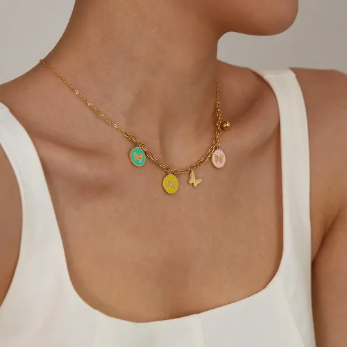 Wholesale Stainless Steel Butterfly Necklace Set