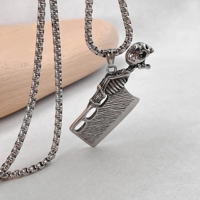 Wholesale Stainless Steel Skeleton Cleaver Knife Pendant