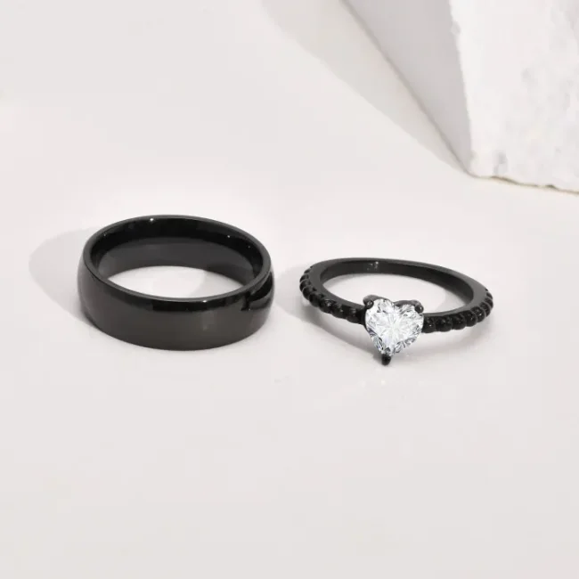 Wholesale Stainless Steel Classic Heart Shape CZ Ring