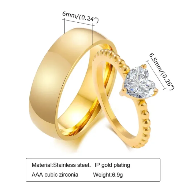 Wholesale Stainless Steel Classic Heart Shape CZ Ring
