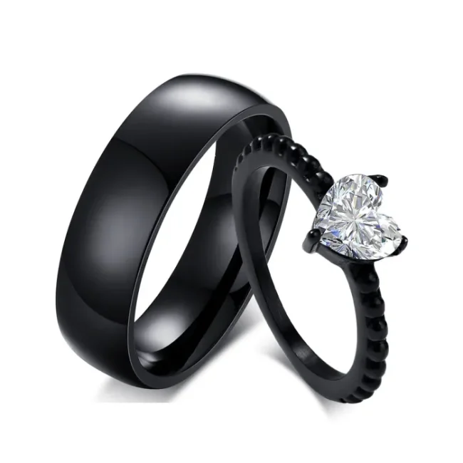 Wholesale Stainless Steel Classic Heart Shape CZ Ring
