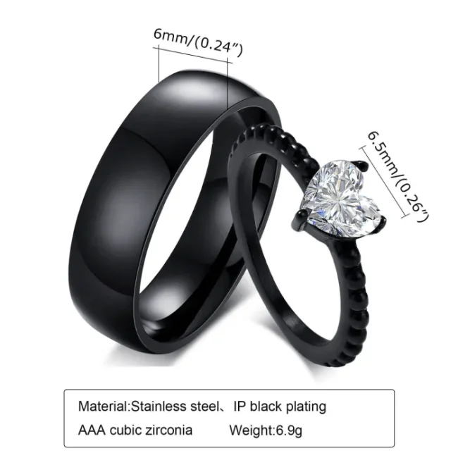 Wholesale Stainless Steel Classic Heart Shape CZ Ring
